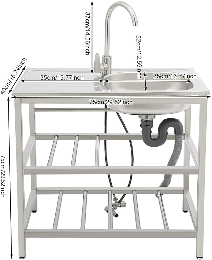 30" Stainless Steel Sink Kitchen Utility Sink - Image 3
