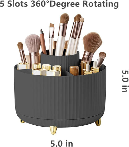 360 Degree Rotating Makeup Brush Holder Organizer Detachable Design 5 Slot Make - Image 7