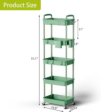 Sorgion 5 Tier Rolling Cart Organizer, Bathroom Cart Organizers - Image 3