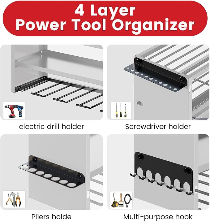 4 Layers Power Tool Organizer Wall Mount - Image 7