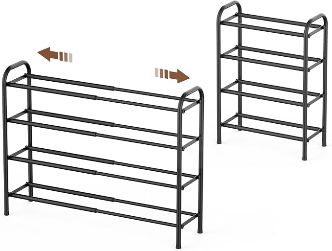 Gonfoam 4-Tier Expandable Shoe Rack, Adjustable Shoe Shelf Storage Organizer by Gonfoam