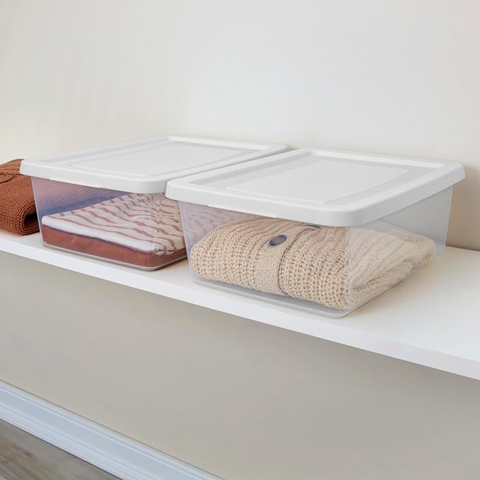 Sterilite 12-Pack Clear Storage Box, Stackable Container Bins - Image 5