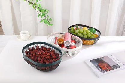 AJIODA Metal Mesh Steel Basket, Oval Metal Wire Storage Organizer Baskets Multi - Image 6