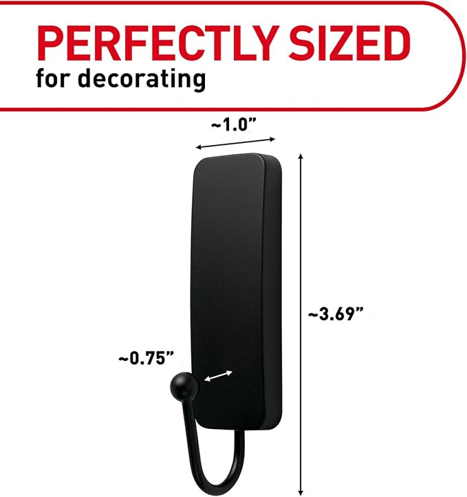 Command Medium Matte Black Wall Hook, 2 Coat Hooks and 4 Strips, Damage-Free - Image 2