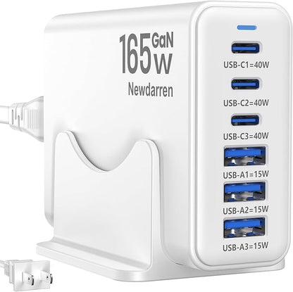 165W GaN USB C Charging Station, 6 Port Desktop Charger by Unknown