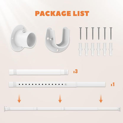 Closet Rod 30-63 Inches, Adjustable Heavy Duty Metal White Closet Rods - Image 9