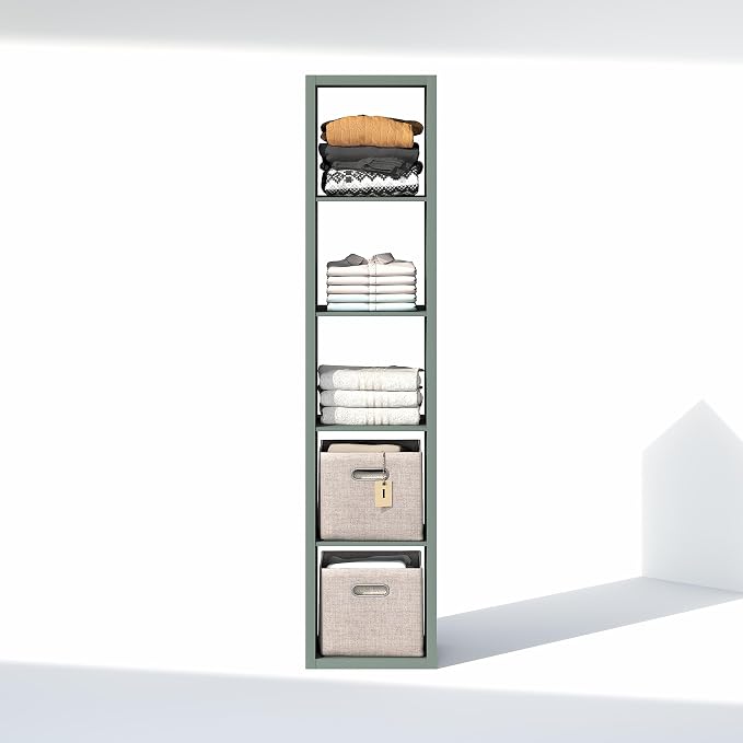 Furinno Cubic Extra Thick 5-Cube Closet Organizers and Storage, Sage Green | - Image 6