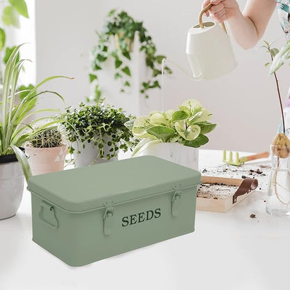 Seed Storage Box Metal Container Organizer, 4-Compartment Garden Seed Box - Image 4