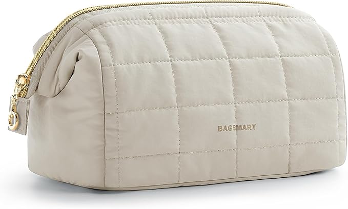 BAGSMART Makeup Bag Cosmetic Bag Wide Open, Wide-open Travel Makeup Bag by BAGSMART