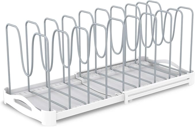 EVERIE Adjustable Bakeware Organizer Pot Lid Holder Rack - Image 7