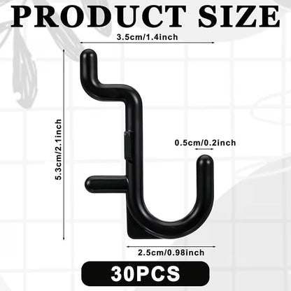 30 Pcs Black Pegboard Hooks, 1/4" Plastic Pegboard Hooks J Hooks Wall Display - Image 2