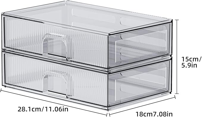 ZHIAI Stackable Storage Drawer, 2 Piece Acrylic Organiser - Image 3