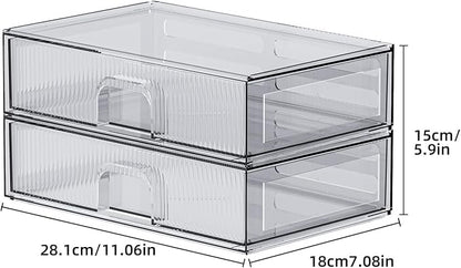 ZHIAI Stackable Storage Drawer, 2 Piece Acrylic Organiser - Image 3
