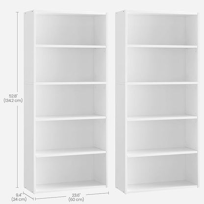 VASAGLE Set of 2 Bookshelves, 23.6 Inches Wide, 5-Tier Open Bookcases - Image 3