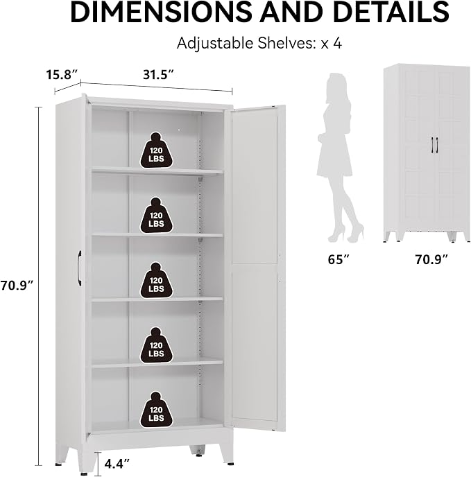 COFaR 71" White Farmhouse Pantry Cabinet - Image 2