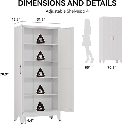 COFaR 71" White Farmhouse Pantry Cabinet - Image 2