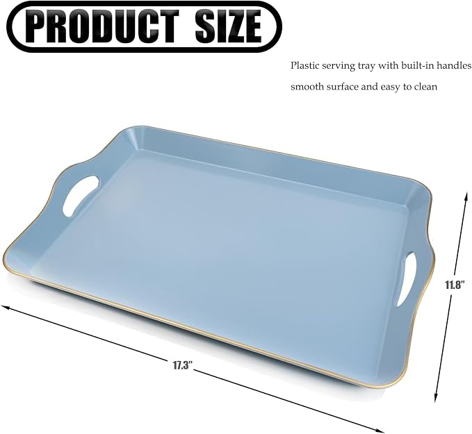 Spsyrine Light Blue Decorative Tray, Elegant Plastic Serving Tray - Image 4