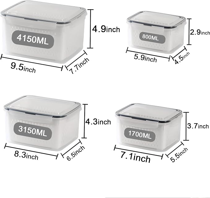 4 Pack Large Fridge Food Storage Container Set - Image 2