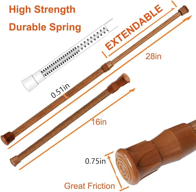 2 Pack Small Tension Rods 15.7 in to 28 Curtain Rods Window Rods in Extendable - Image 2