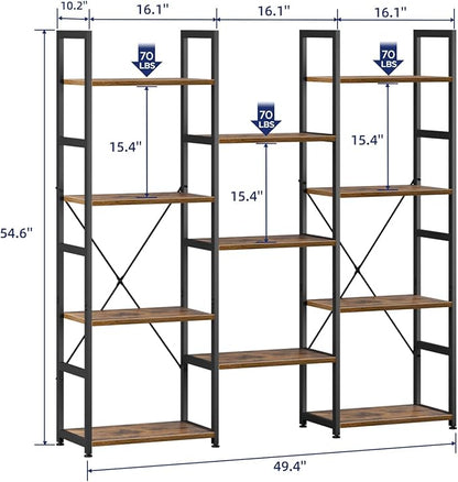 NUMENN Triple Column 4 Tier Bookshelf, Bookcase - Image 3