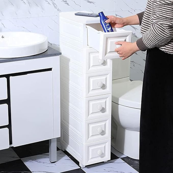 Conworld Super Light Weight Slim Plastic Bathroom Storage, Self-Assembling - Image 2