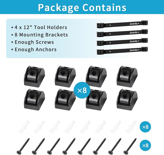 4 Pieces 12" Magnetic Tool Holder Strip, Metal Tool Organizer Rack - Image 7