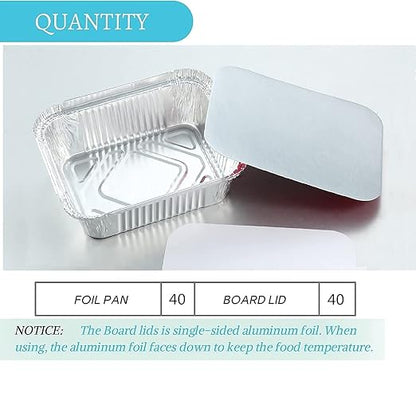 1 Lb Small Aluminum Pans with Lids Tin Foil Pans Disposable Cookware- Cardboard - Image 2