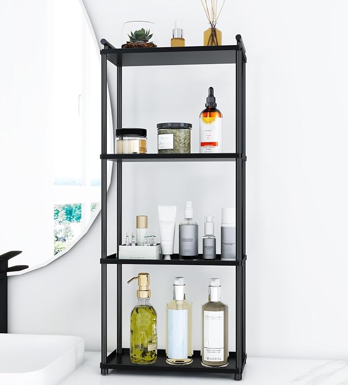 VOTZAAQ Matte Black 4 Tier Bathroom Organizer Countertop, Stainless Steel - Image 2
