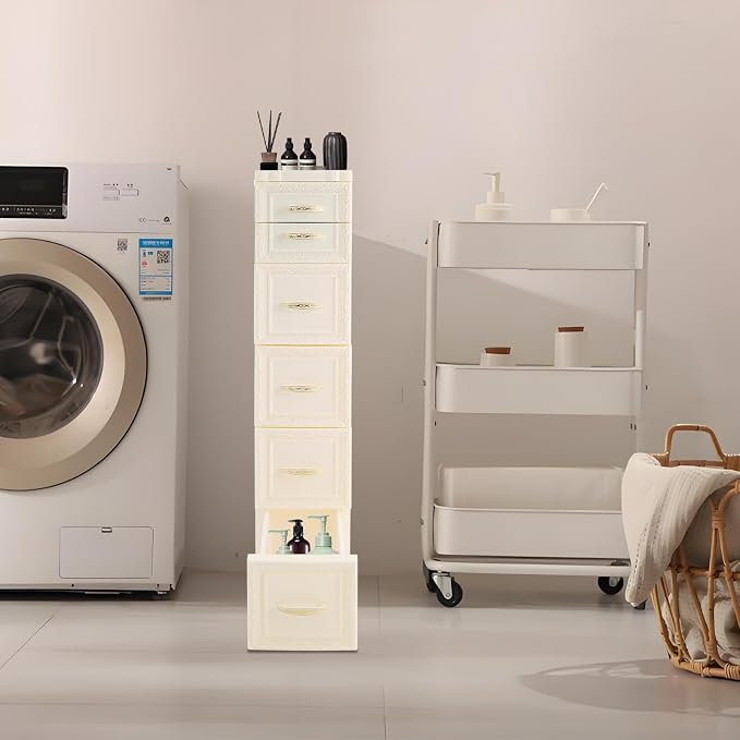 Slim Rolling Storage Cabinet, Vertical Space Saver, Impact-Resistant, Stackable - Image 5