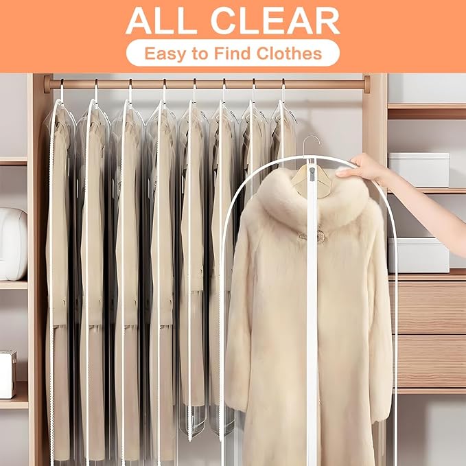 Clear Garment Bags for Hanging Clothes Travel Suit Bags for Closet Storage - Image 3