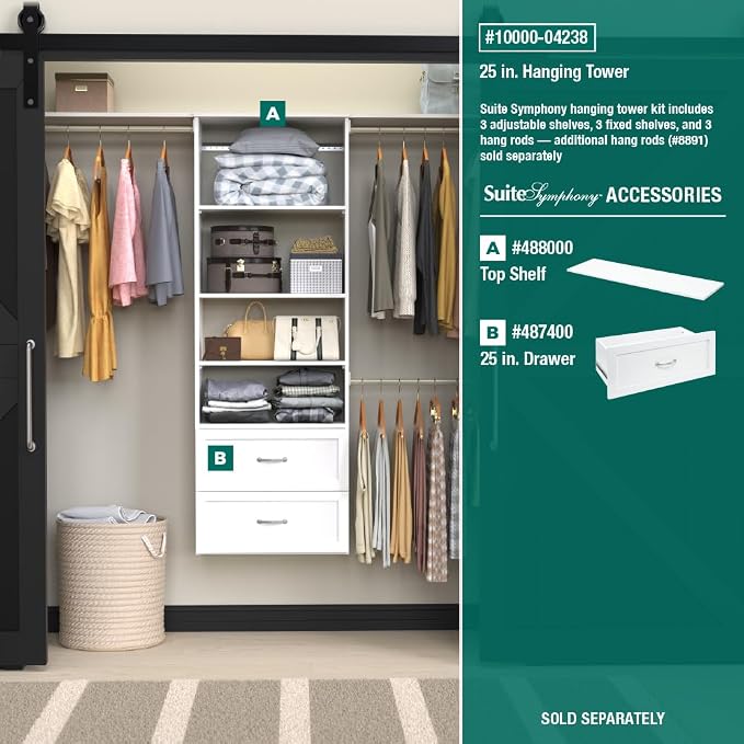 ClosetMaid SuiteSymphony Hanging Closet Kit Includes Tower, Closet Rods - Image 10