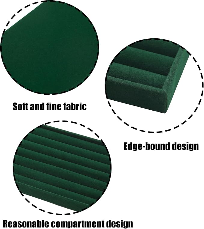 Velvet Jewelry Organizer Tray, Dark Green 8 Rolls | Stackable Jewelry Storage - Image 3