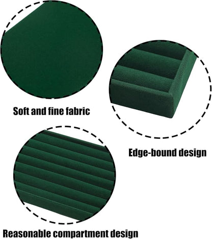 Velvet Jewelry Organizer Tray, Dark Green 8 Rolls | Stackable Jewelry Storage - Image 3