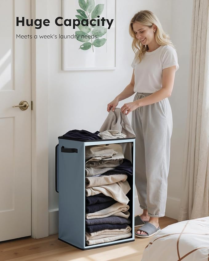 SOLEDI Laundry Hamper with Lid 90L Large & Tall Collapsible Laundry Basket - Image 3