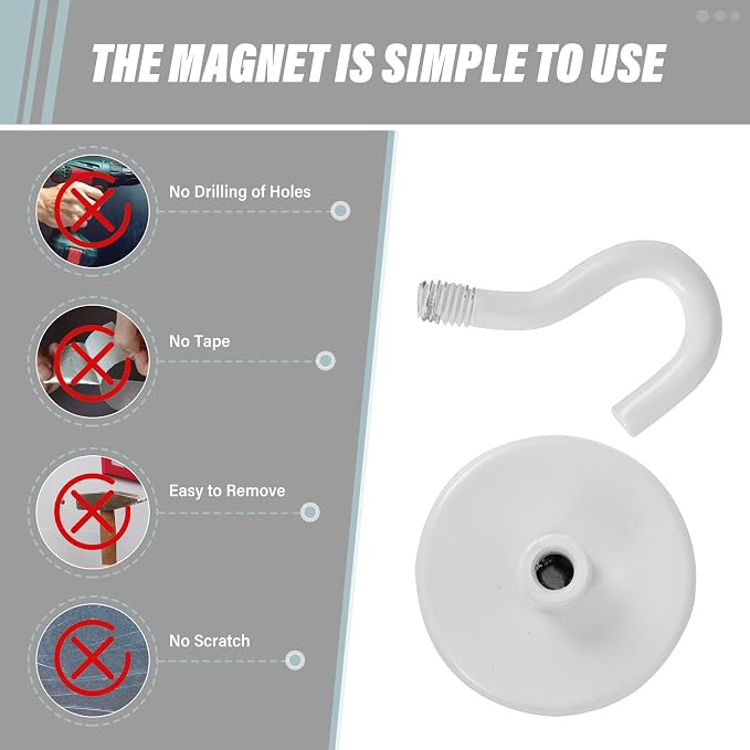 Neosmuk Magnetic Hooks, Heavy Duty 130lb+ Strong Magnet Hook - Image 5