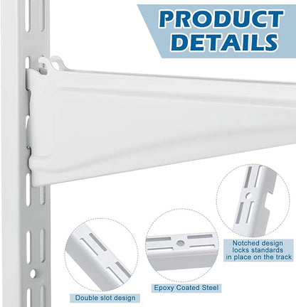 Tandefio 4 Pcs 12 inch Dual Track Upright Wall Shelving System - Image 3