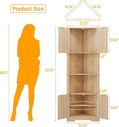 Vabches Corner Bathroom Cabinet, 64 Inch Tall Modern Fluted Corner Cabinet - Image 2