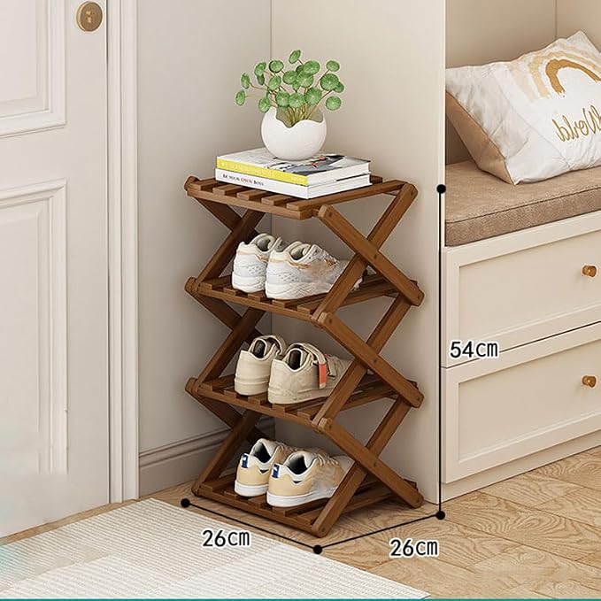 YYW Bamboo Shoe Rack for Entryway, Installation-Free and Foldable Vertical Shoe - Image 2