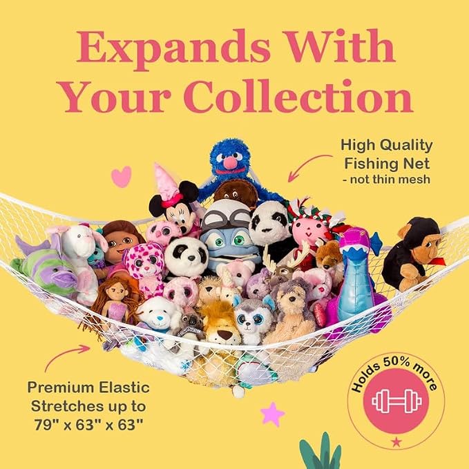 Stuffed Animal Hammock XL | Corner Stuffed Animal Storage & Plushie Net | Extra - Image 3