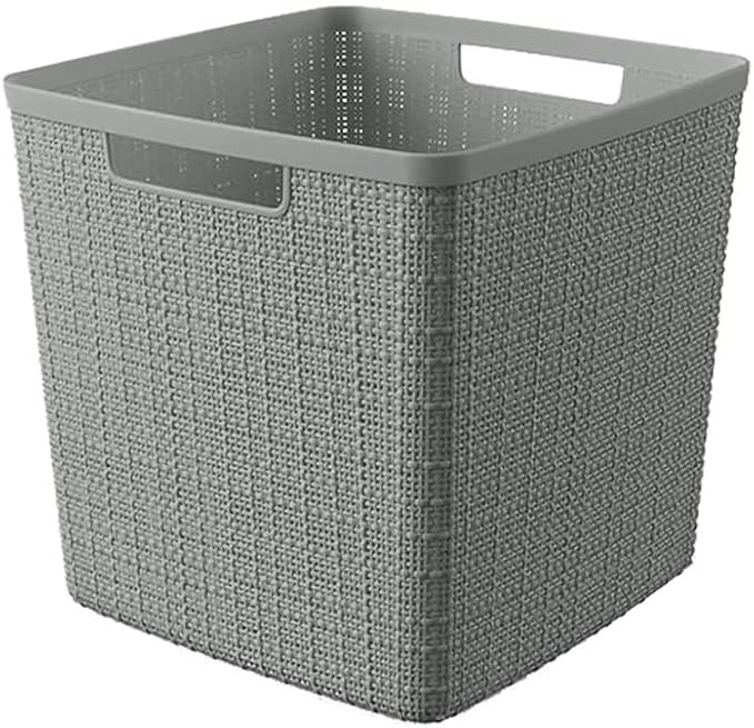 Curver Set of 4 Large Cube 17L Jute Decorative Plastic Organization and Storage - Image 3