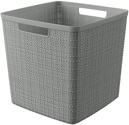 Curver Set of 4 Large Cube 17L Jute Decorative Plastic Organization and Storage - Image 3