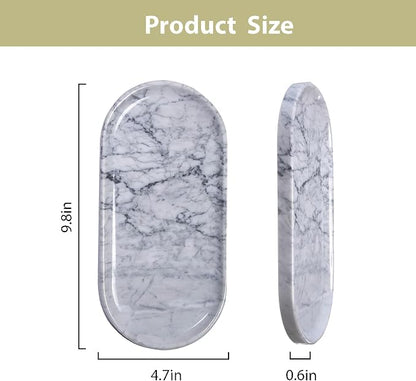 Natural Marble Tray 9.8”x4.7”x0.6” | Hand-Polished Oval Stone Tray - Image 2