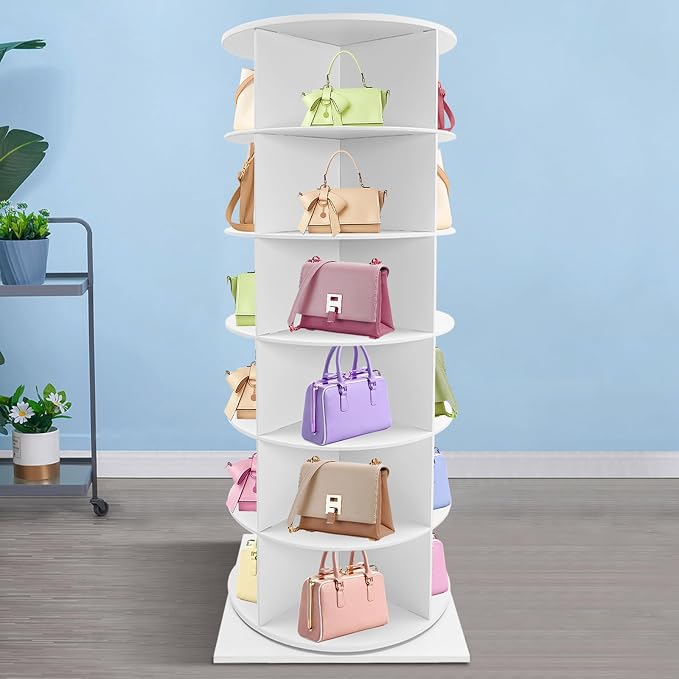 Rotating Shoe Rack, Free Standing Vertical Handbag Rotate Display Storage - Image 4