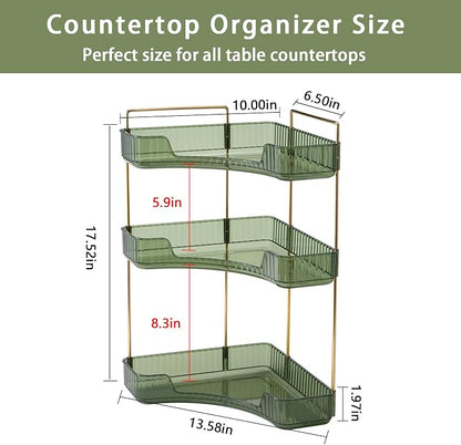 3-Tier Corner Bathroom Counter Organizer – Classic Storage Shelf - Image 2