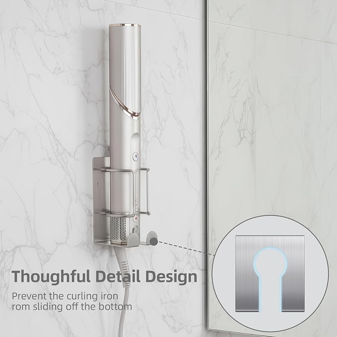 Curling Iron Holder, Stainless Steel Flat Iron Holder Wall Mount, Hair - Image 3