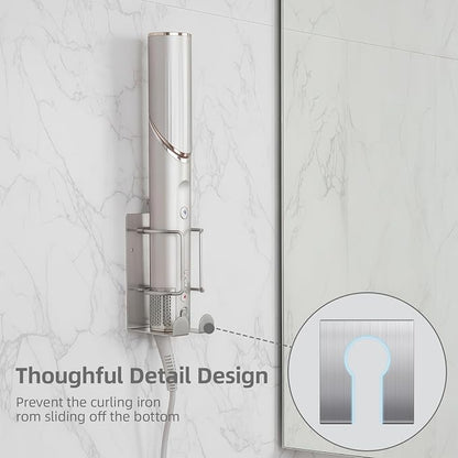Curling Iron Holder, Stainless Steel Flat Iron Holder Wall Mount, Hair - Image 3