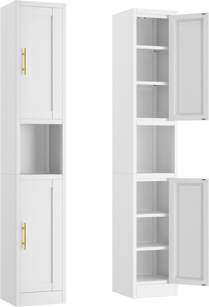 Ckzbx Tall Narrow Storage Cabinet 66.93" H Tall Bathroom Cabinets Metal Pantry by Ckzbx