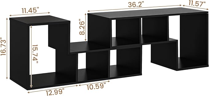 Recaceik Cube Bookshelf 2 Shelf Bookcase L-Shaped TV Console Stand Modern - Image 2