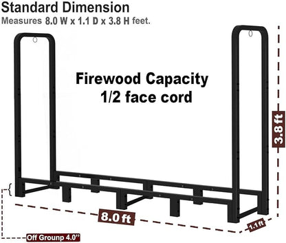 Firewood Rack Outdoor 8ft Heavy Duty Logs Holder - Image 6