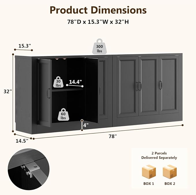 78.5" W Modern Buffet Cabinet - Image 2